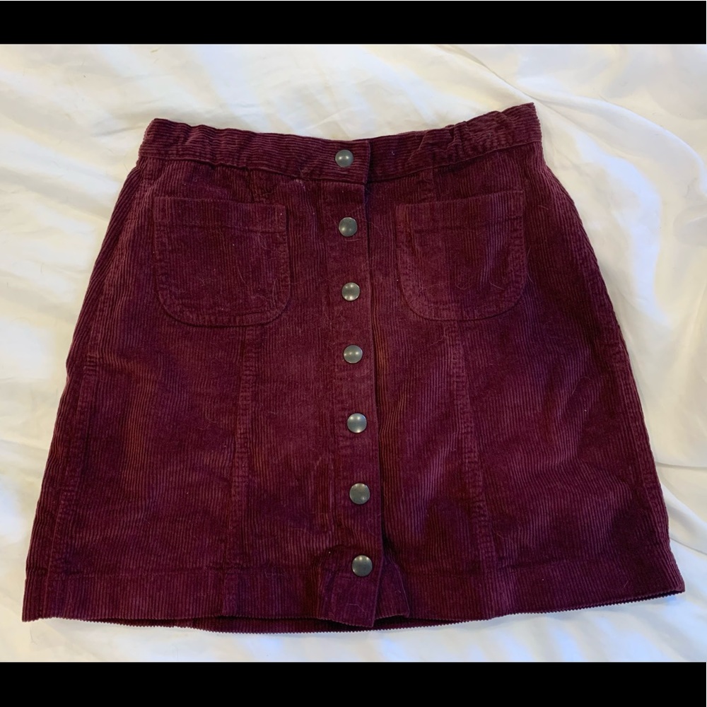 Brandy Melville Burgundy Corduroy Skirt- Size S